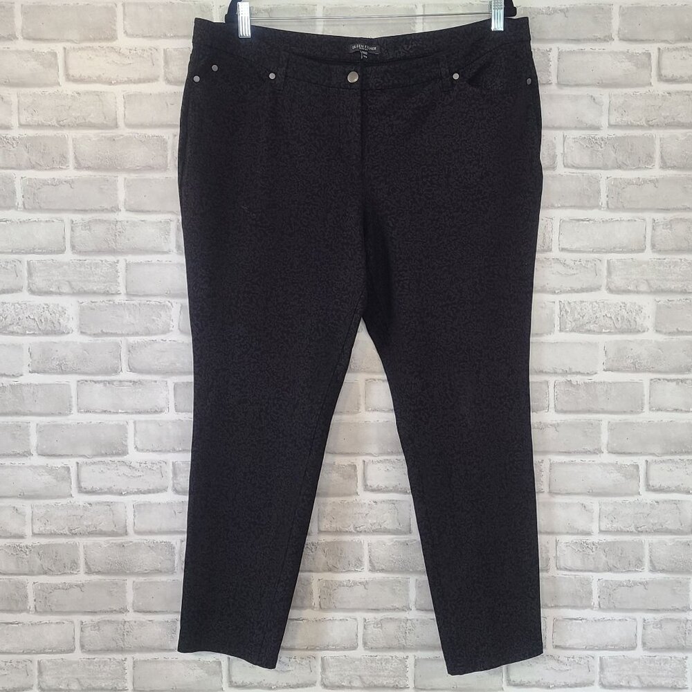 Eileen Fisher Black Filigree Printed Ponte Knit Pants 18W Classic Staple
